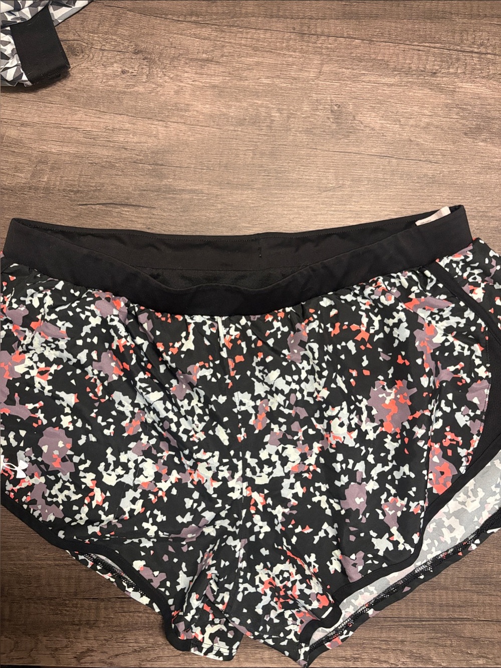 Under Armour Black Athletic Shorts with Multicolor Confetti Print
